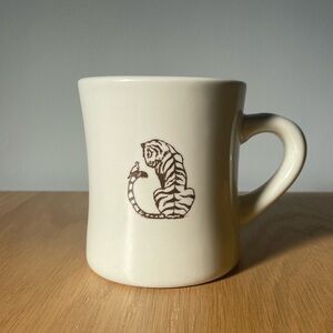 Smile Tiger Coffee Roasters Heavy Diner Mug with Brown Tiger & Bird Illustration
